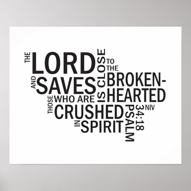 Psalm 34:18 "The Lord is Close" Tunnelbanan Art. Poster (Framsidan)