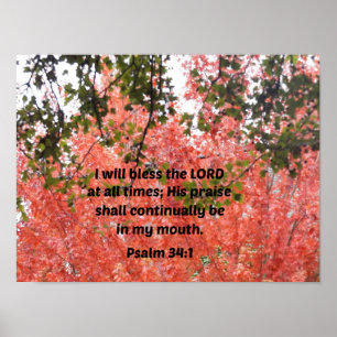 Psalm 34:1 Jag ska välsigna Herren hela tiden Poster