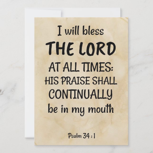 Psalm 34:1 (KJV) på biblisk rulla Julkort (Framsida)