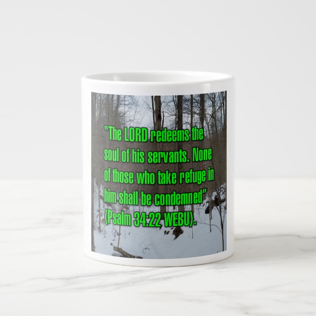 Psalm 34:22 WEBU Mugg Jumbo Mugg (Framsidan)