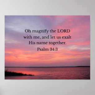 Psalm 34:3 Förstora Herren med mig Poster