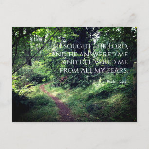 Psalm 34:4 Lugna skogsväg vykort