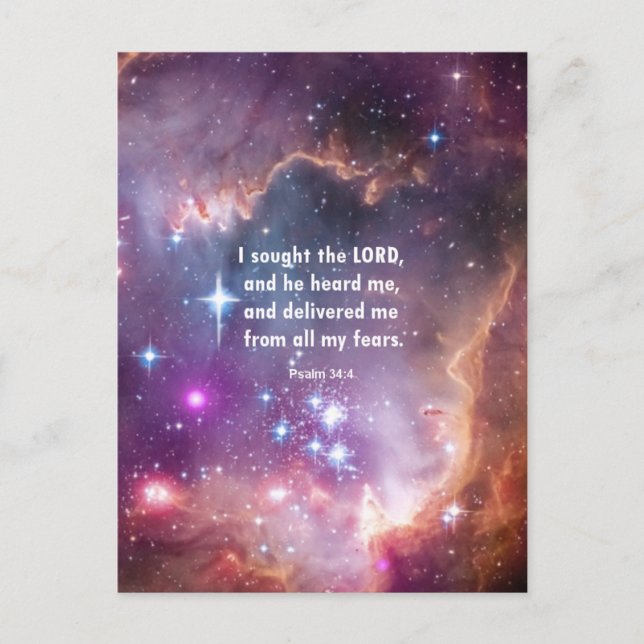 Psalm 34:4 vykort (Framsida)