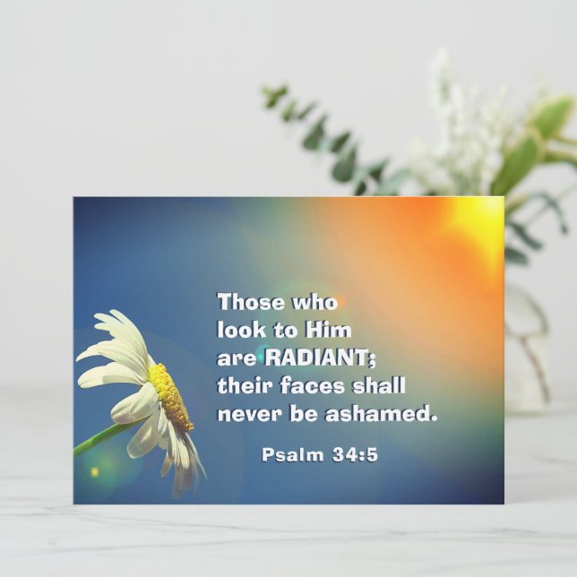Psalm 34:5 De som tittar på honom är RADIANT Card (Stående Fram)