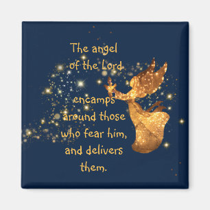 Psalm 34:7 Angel av Lord Encamps Around Magnet