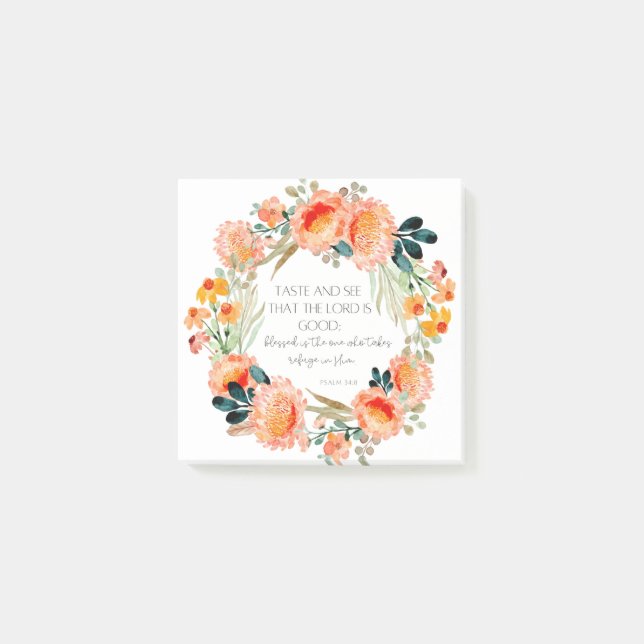 Psalm 34:8 Christian Bible Verse Post-it Notes (Framsida)