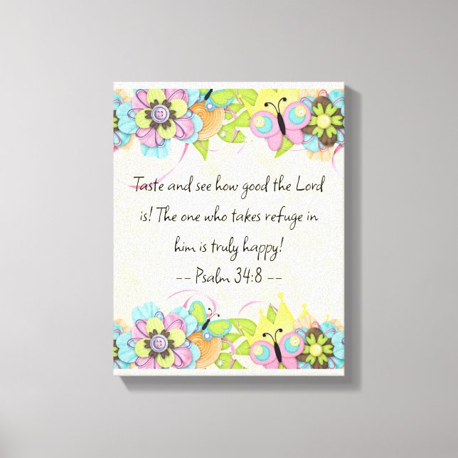 Psalm 34: 8 | Motiverade bibelcitat - verse Canvastryck (Framsida)