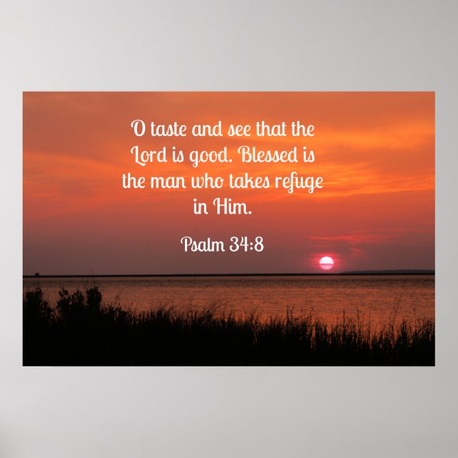 Psalm 34:8 O smakar och ser att Herren är bra Poster (Framsidan)