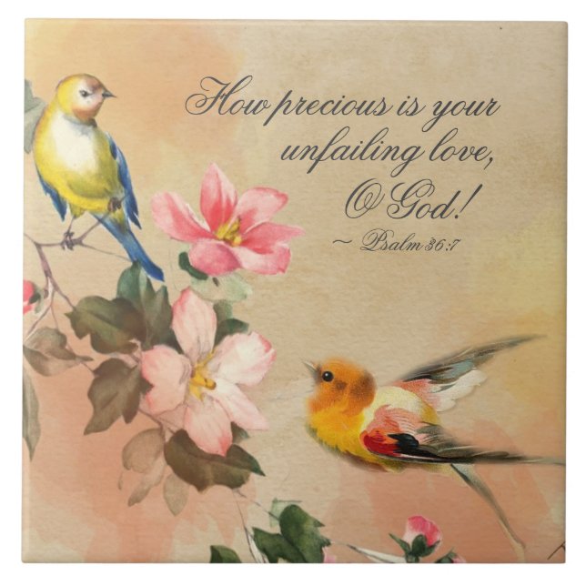 Psalm 36:7 Hur värdefull din osvikliga Kärlek, O G Kakelplatta (Framsidan)