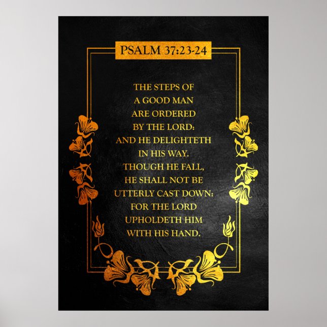 Psalm 37:23-24 Bibelverse Poster (Framsidan)