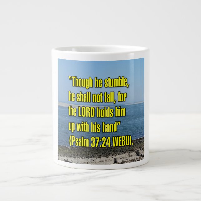 Psalm 37:24 WEBU Mugg Jumbo Mugg (Framsidan)