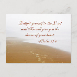 Psalm 37:4 Bible Verse, Sandy Ocean Beach Anpassni Vykort