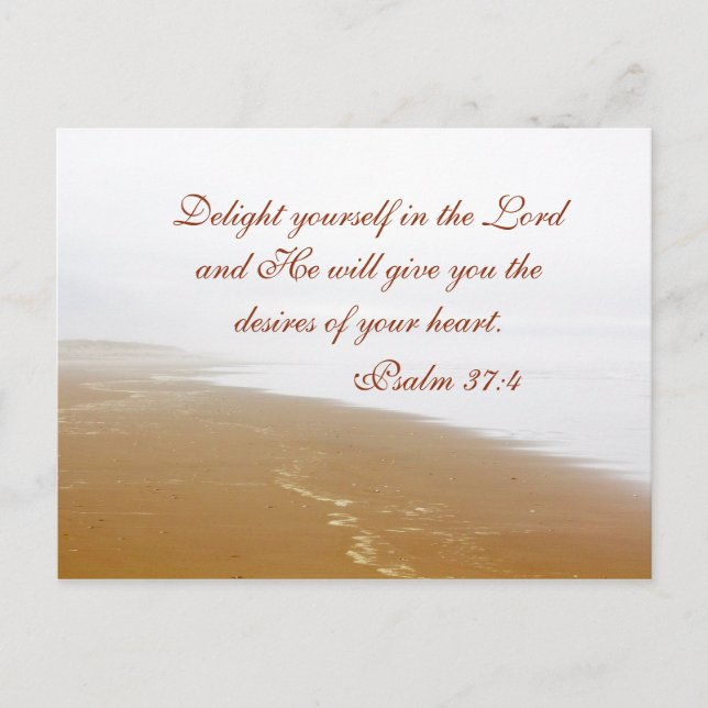 Psalm 37:4 Bible Verse, Sandy Ocean Beach Anpassni Vykort (Framsida)