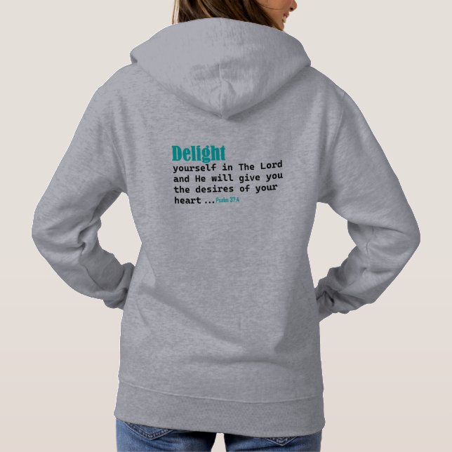 Psalm 37:4 Ha dig nöjd i Herren Kristna  T Shirt (Baksida)