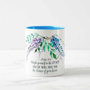 Psalm 37:4 Välkomna dig själv i Blommigten Två-Tonad Mugg