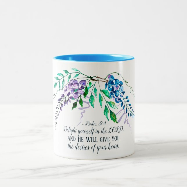 Psalm 37:4 Välkomna dig själv i Blommigten Två-Tonad Mugg (Center)