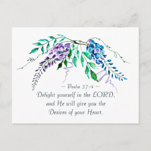 Psalm 37:4 Välkomna dig själv i Blommigten Vykort