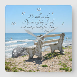 Psalm 37:7 Var kvar i Herrens närvaro. Fyrkantig Klocka