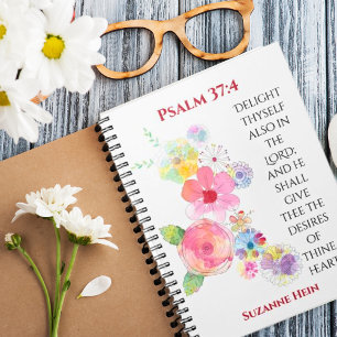 Psalm 37 Blommig Kvinnlig Andaktsbibel Journal Anteckningsbok