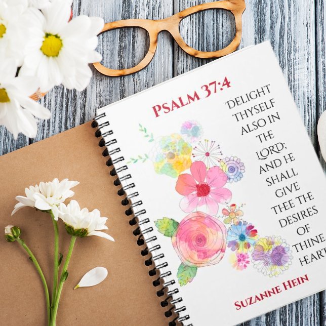 Psalm 37 Blommig Kvinnlig Andaktsbibel Journal Anteckningsbok (Skapare uppladdad)