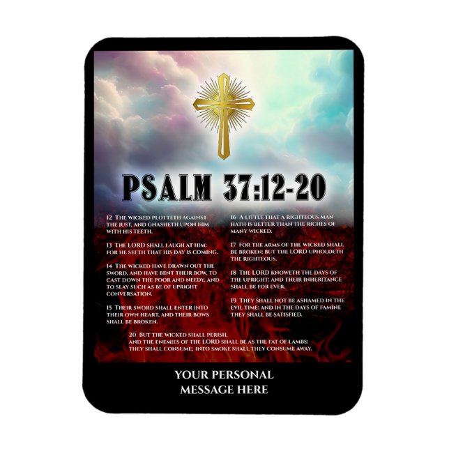 Psalm 37 Verse 12 till 20 gamla testämnebibelcitat Magnet (Vertikal)