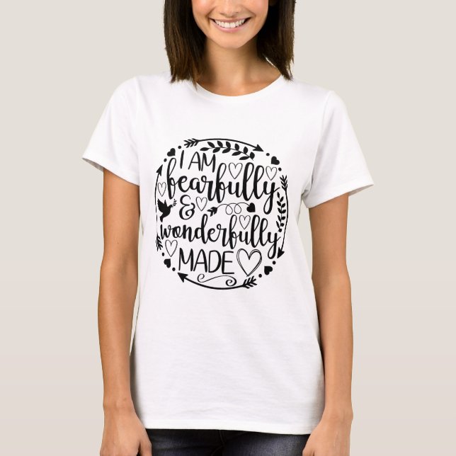 Psalm 39 Wonderfully Made Christian Scripture  T Shirt (Framsida)