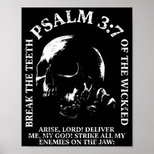 Psalm 3_7 vintage dödskalle kristen religiös bibel poster