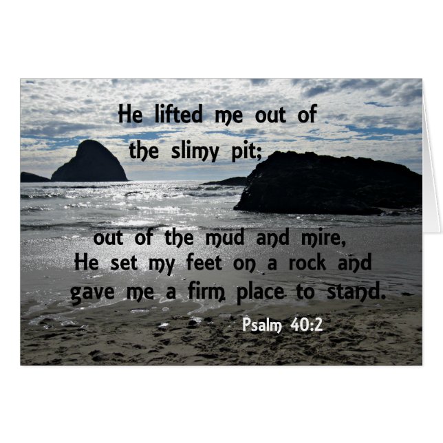 Psalm 40:2 Han lyfte ut mig ur slöjan. Hälsningskort (Framsidan Horizontal)