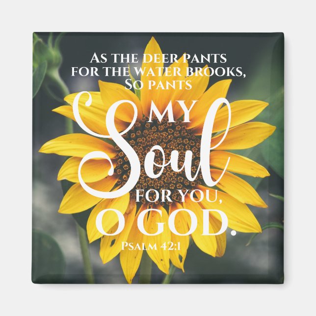Psalm 42:1 Som Hjort Solros Christian Magnet (Framsidan)