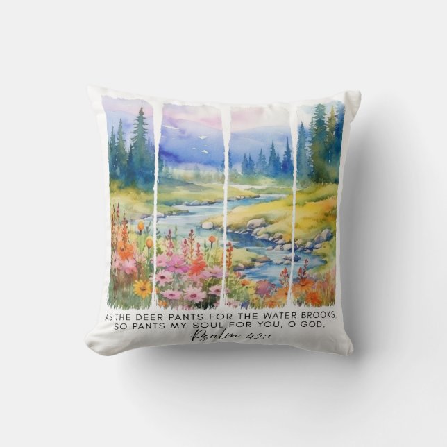 Psalm 42:1 som Hjorten Brushstrokes Kudde (Framsida)