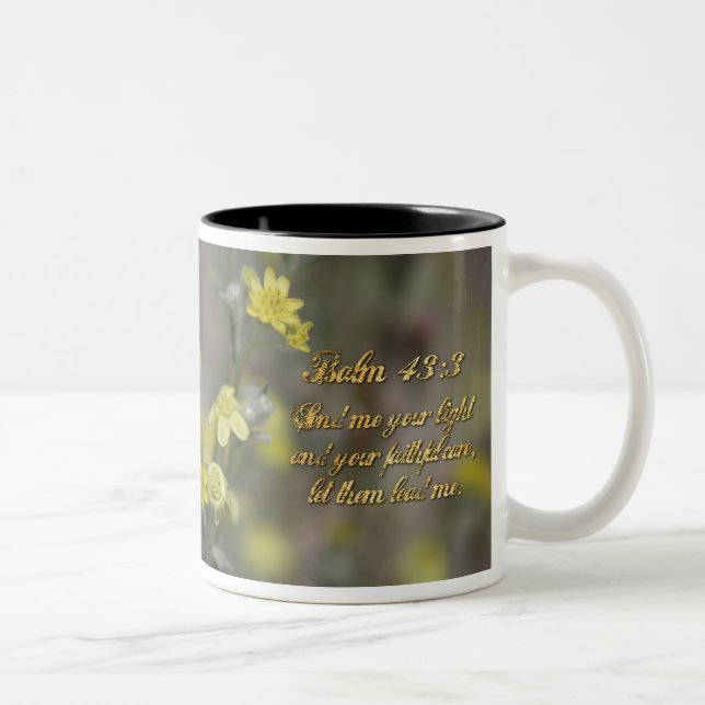 Psalm 43:3 Gult Wildblommor Two-Tone Coffee Mugg (Höger)