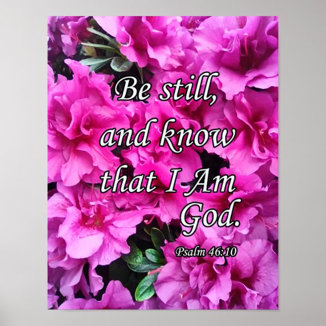 Psalm 46:10, BE Stil Rosa Flowers Poster (Framsidan)