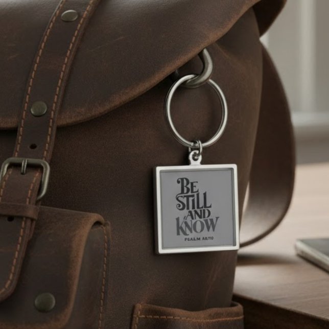 Psalm 46:10 Be Still and Know Faith Keychain Fyrkantig Silverfärgad Nyckelring (Skapare uppladdad)