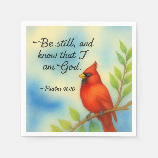 Psalm 46:10 Be Still Red Cardinal Scripture Nature Pappersservett (Framsidan)