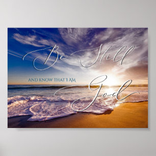 Psalm 46 10, Beach Sol Stiga upp Poster