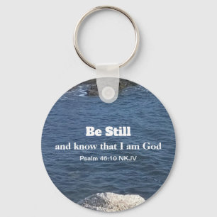 Psalm 46:10 Behåll fortfarande foto av Ocean Chris Nyckelring