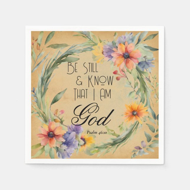 Psalm 46:10 Bibelvers Pappersservett (Framsidan)