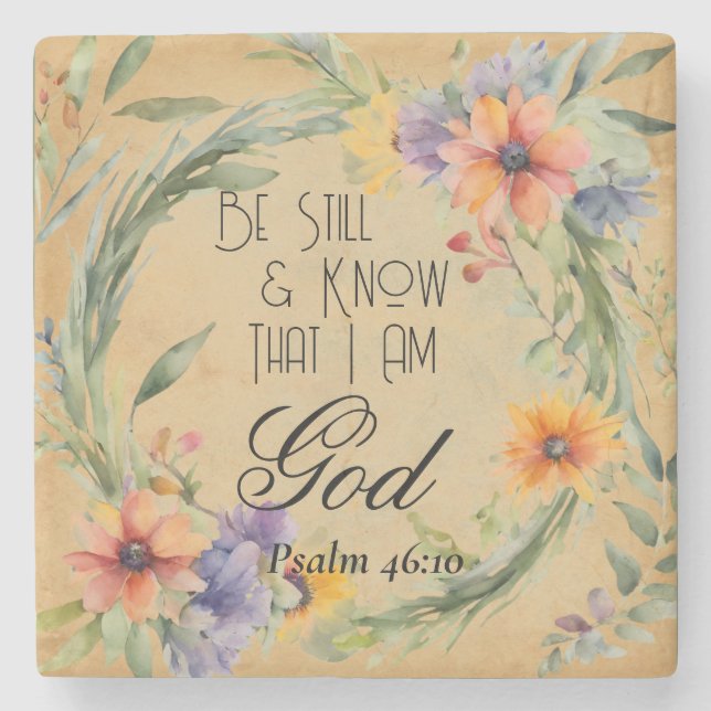 Psalm 46:10 Bibelvers Stenunderlägg (Framsidan)