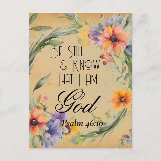 Psalm 46:10 Bibelvers Vykort (Framsida)