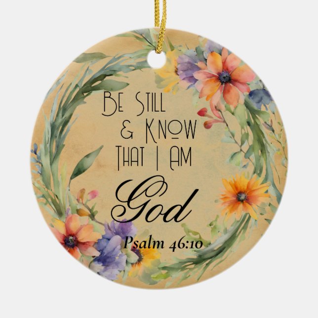 Psalm 46:10 Bibelverse Julgransprydnad Keramik (Framsidan)