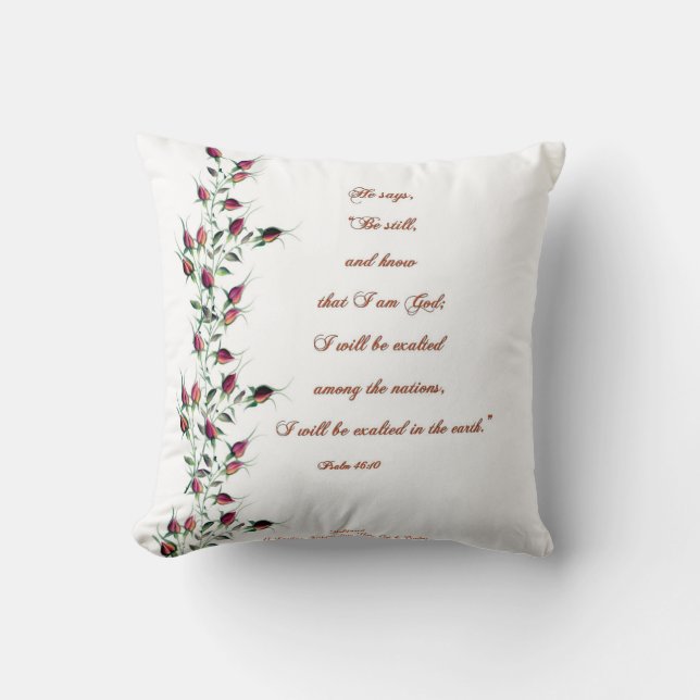 Psalm 46:10 Buds Pillow i Röd ros Kudde (Framsida)