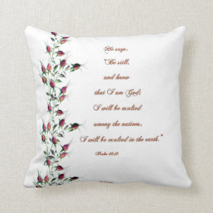 Psalm 46:10 Buds Pillow i Röd ros Kudde