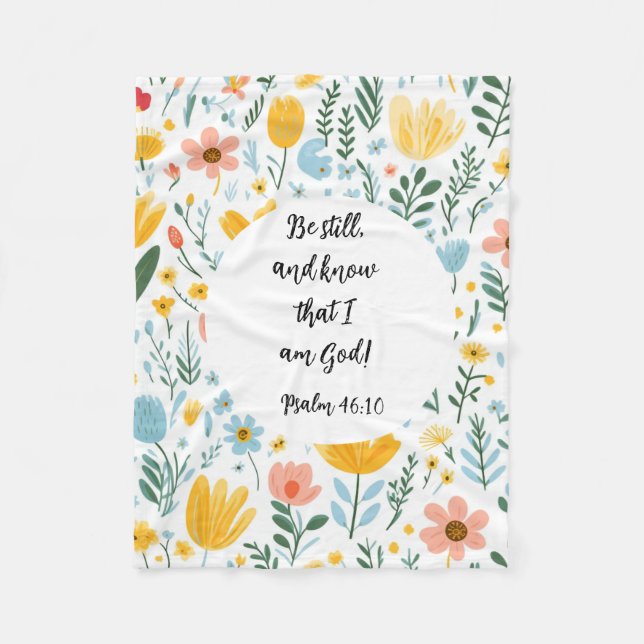 Psalm 46:10 Floral Fleece Blanket (Framsidan)