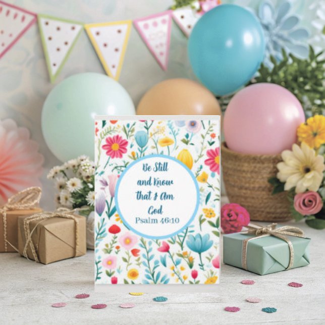 Psalm 46:10 Floral Folded Greeting Card Kort (Be Still quote from Psalm 46:10 greeting card.)