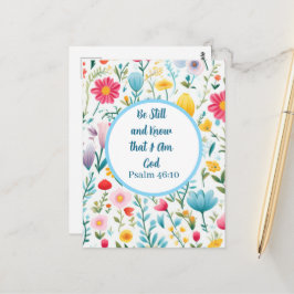 Psalm 46:10 Floral Postcard Vykort