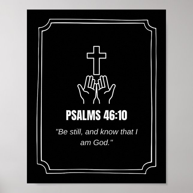 Psalm 46:10 KJV Bibelvers Utsmyckning Minimalistis Poster (Framsidan)