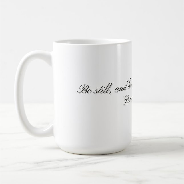 Psalm 46:10,:Kopp för gåva Kaffemugg (Vänster)