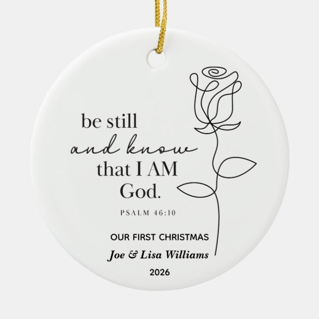 Psalm 46:10 Personlig julgransprydnad Keramik (Framsidan)