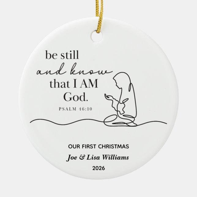 Psalm 46:10 Personlig julgransprydnad Keramik (Framsidan)