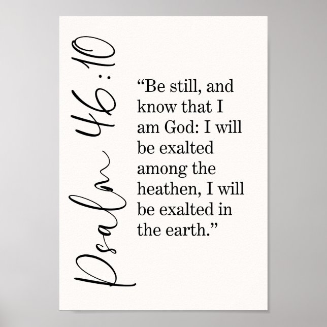 Psalm 46:10 Typografi Väggkonst Tryck  (Framsidan)